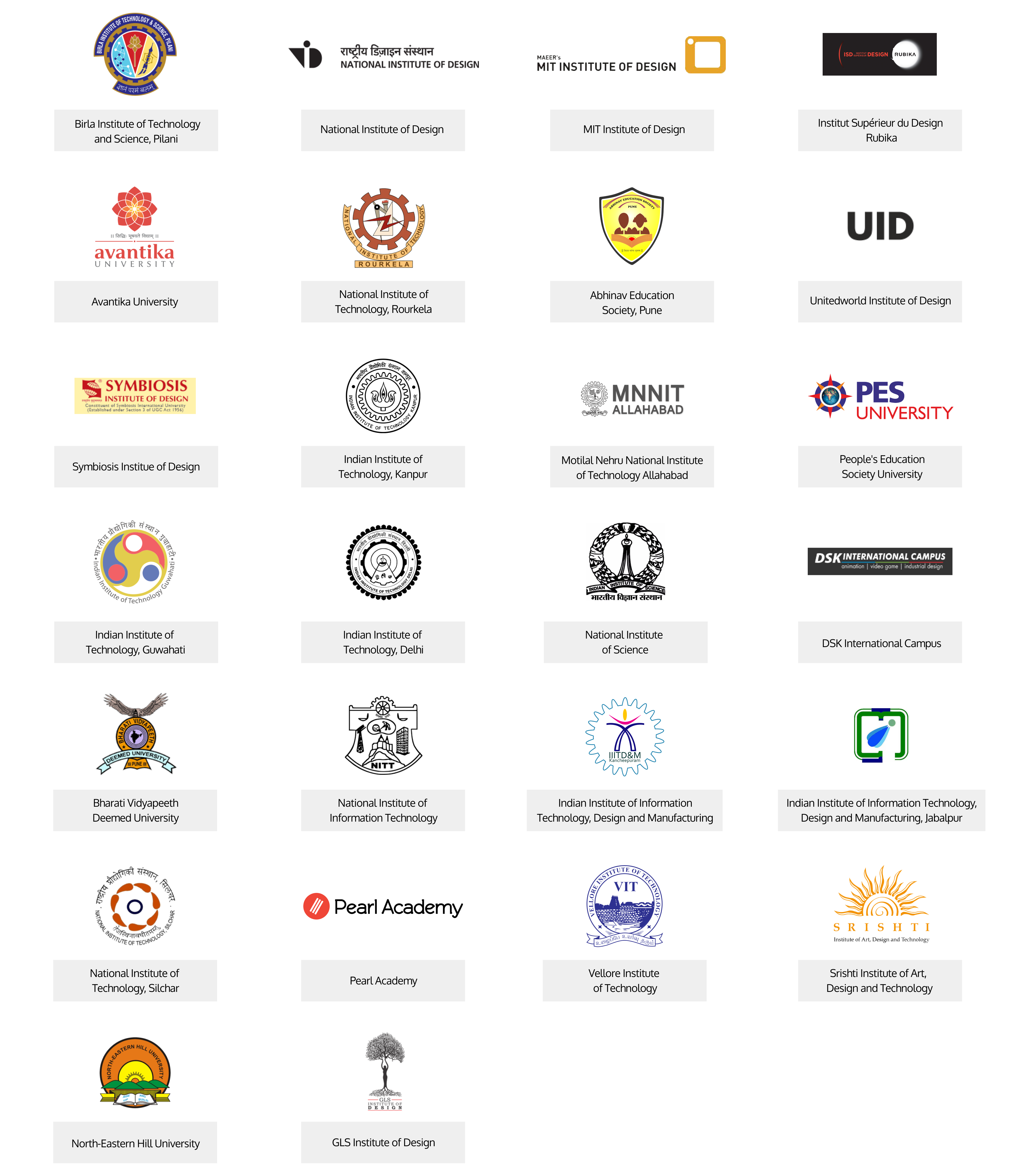 uxplorer college logos Institutes that have participated in ux design competition