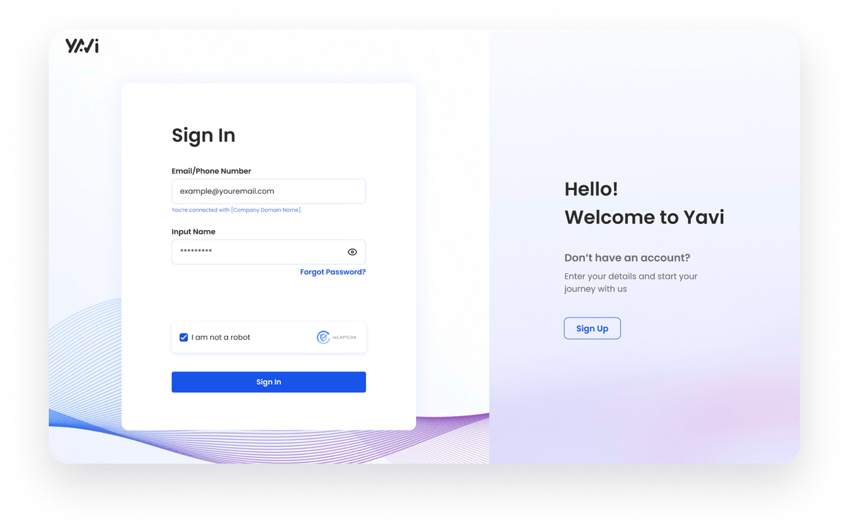 yavi signup form project screenshot