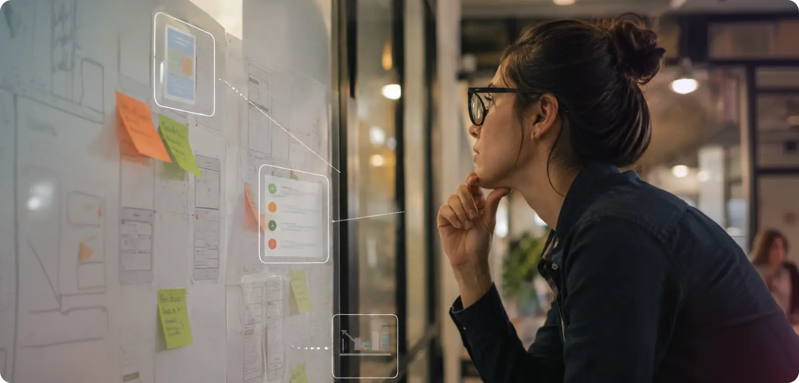 UX design audit banner showing a product flow being reviewed before redesign
