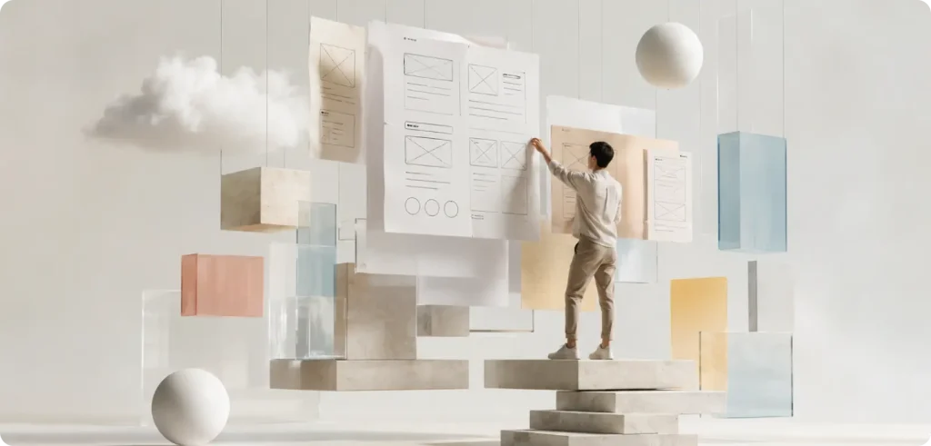 wireframes ux design compared with digital prototyping of the same screen