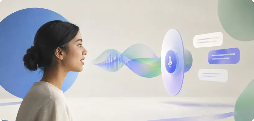 Conversational UI and voice UX design banner beyond the screen by Yuj Designs