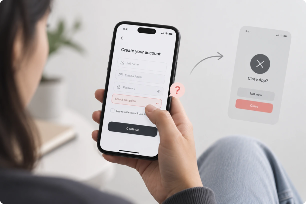 mobile app UX design friction moment during first app session