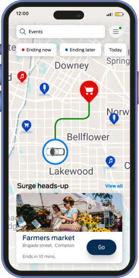 Driver events map screen